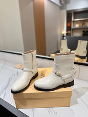 VALENTINO 25S PATTIE ANKLE BOOTS IN WHITE CALFSKIN WITH GOLD HARDWARE