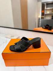 HM 26S HELIA SANDAL 70MM IN BLACK EPSOM CALFSKIN
