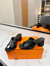 HM 26S HELIA SANDAL 70MM IN BLACK CALFSKIN