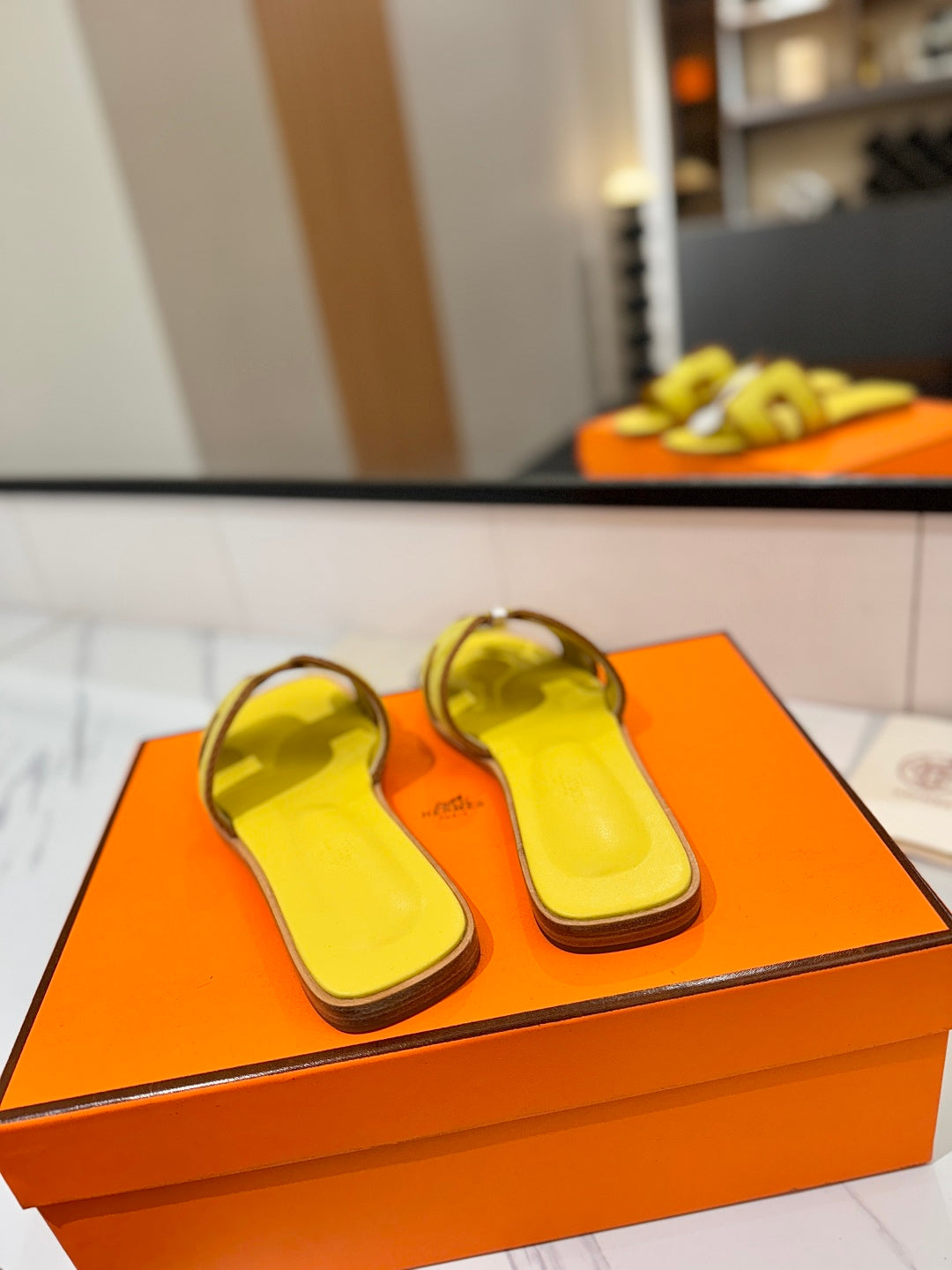 HM 26S ORAN SANDALS IN YELLOW SUEDE WITH TAN BOWN BRAIDED TRIM