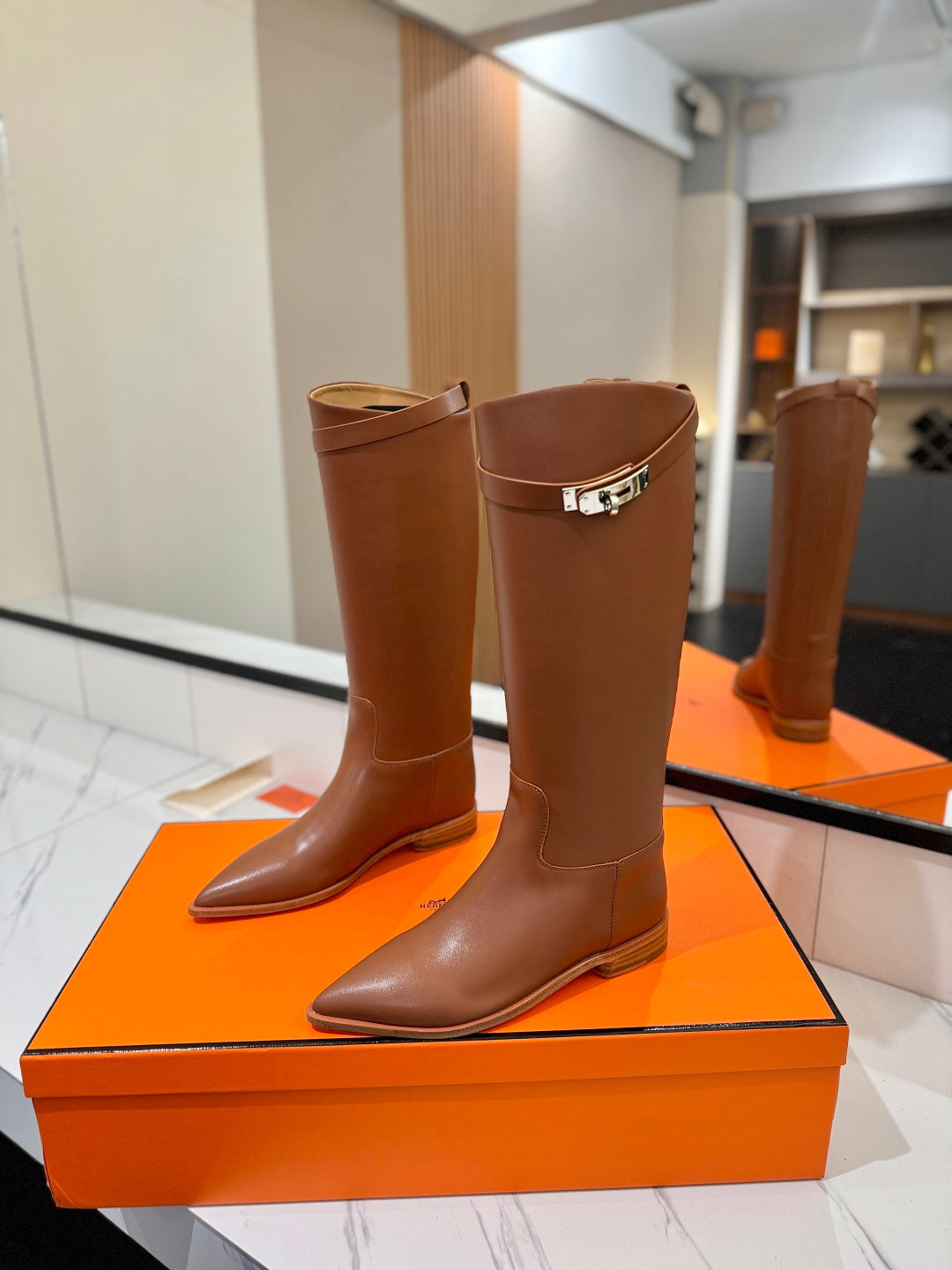 HM 26S JUMPING BOOTS IN COGNAC BROWN CALFSKIN