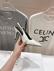 JUDY TRIOMPHE STILETTO SLINGBACK 75MM IN WHITE PATENT CALFSKIN