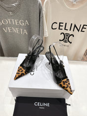 JUDY DOUBLE STRAP MARY JANE SLINGBACK 65MM IN BLACK PATENT CALFSKIN AND LEOPARD PRINTED HAIRY CALFSKIN