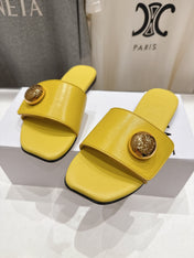 LOEWE 26S PEBBLE SLIDE IN YELLOW CALFSKIN GOLD HARDWARE