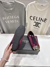 PRADA 25S COLLAPSE RE NYLON AND SUEDE SNEAKERS IN PLUM WITH METAL TOECAP