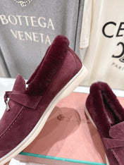 LP 25S SUMMER CHARMS WALK LOAFERS IN BURGUNDY SUEDE AND FLEECE