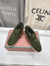 LP 25S SUMMER CHARMS WALK LOAFERS IN DARK OLIVE SUEDE AND FLEECE