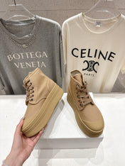 CELINE 26S BOOTS IN LIGHT CAMEL BEIGE CANVAS
