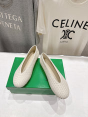 BOTTEGA VENETA 26S BALLET FLATS IN OFF-WHITE WOVEN LAMBSKIN