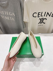 BOTTEGA VENETA 26S BALLET FLATS IN OFF-WHITE WOVEN LAMBSKIN