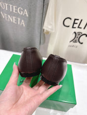 BOTTEGA VENETA 26S BALLET FLATS IN DARK BROWN LAMBSKIN