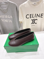 BOTTEGA VENETA 26S BALLET FLATS IN DARK BROWN LAMBSKIN