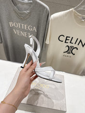 JIMMY CHOO 26S HIGH-HEELED SANDALS 100 MM IN WHITE LAMBSKIN STYLE 1