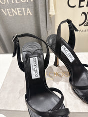 JIMMY CHOO 26S HIGH-HEELED SANDALS 100 MM IN BLACK LAMBSKIN