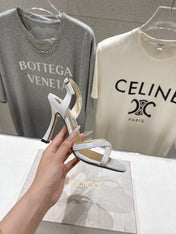 JIMMY CHOO 26S HIGH-HEELED SANDALS 100 MM IN WHITE LAMBSKIN