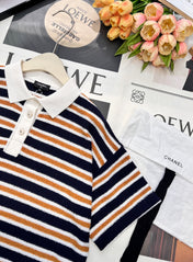 CHANEL 25S SHORT-SLEEVE STRIPED SHIRT 598