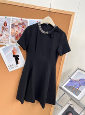 VALENTINO 26S SHORT-SLEEVE NECK MINI DRESS 428
