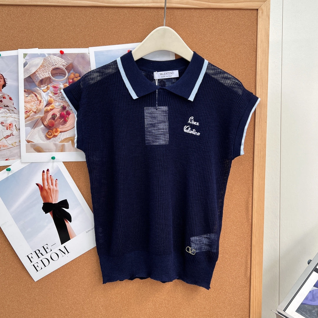 VALENTINO 26S SHORT-SLEEVE KNIT POLO SHIRT 356
