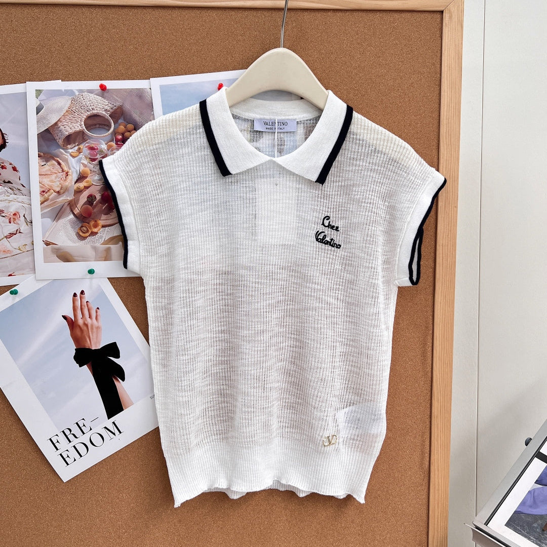 VALENTINO 26S SHORT-SLEEVE KNIT POLO SHIRT 355