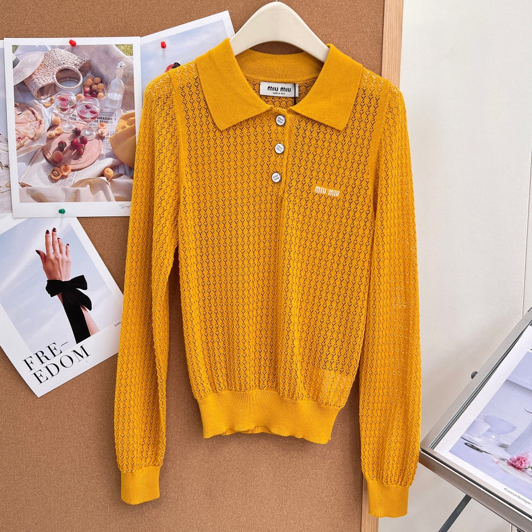 MIUMIU 26S LONG-SLEEVE POLO SHIRT 1256