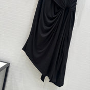 Loewe 25 Knotted Short-sleeved Dress Black Viscose