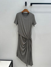 Loewe 25 Knotted Short-sleeved Dress Gray Viscose
