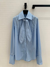 Loewe 25 Pleated Flower Knot Shirt Blue Cotton