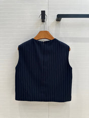 Loewe 25 Striped Vest Shirt Blue Viscose