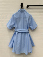 Loewe Short-sleeved Dress Blue Cotton