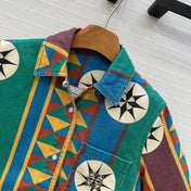 LOEWE SHORT-SLEEVE PRINTED DENIM SHIRT 264373
