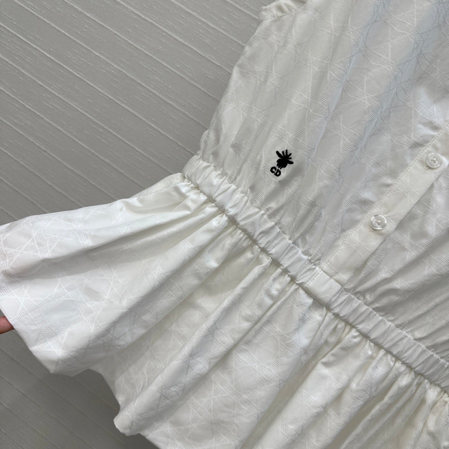 DIOR WHITE SLEEVELESS TOP WITH RUCHED WAIST