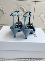 CELINE 26S CLEA TRIOMPHE GLADIATOR HEEL SANDALS 60 MM IN SKY BLUE LAMBSKIN