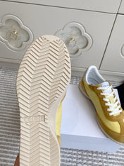 CELINE 26S RUNNER SNEAKERS IN TAN BROWN SUEDE AND BUTTER YELLOW NYLON