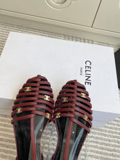 CELINE 26S CLEA TRIOMPHE GLADIATOR SANDALS IN DARK RED LAMBSKIN