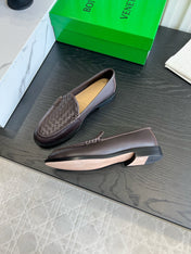 BOTTEGA VENETA 26S WOVEN LOAFERS IN DARK BROWN LAMBSKIN