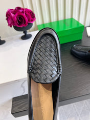 BOTTEGA VENETA 26S WOVEN LOAFERS IN BLACK LAMBSKIN