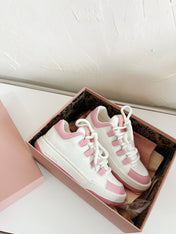 SNEAKERS SIMPLE DESIGN IN PINK MIX WHITE SHEEPSKIN