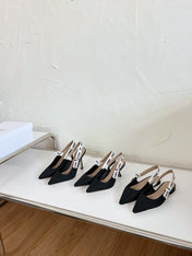 J'ADIOR SLINGBACK PUMP BLACK TECHNICAL FABRIC 10 CM