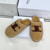 CELINE 25S GEORGIA SLIDE IN SHEARLING IN BROWN