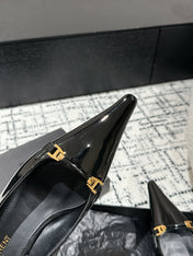 SL CARINE SLINGBACKS PUMP 45 BLACK CALFSKIN