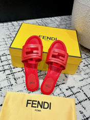 FF Baguette Red Leather Slide