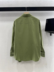 LOEWE GREEN LONG SLEEVE SHIRT WITH PLEATED WAIST