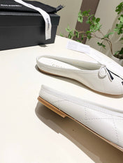 CHANEL 26S FLAT MULES IN WHITE LAMBSKIN