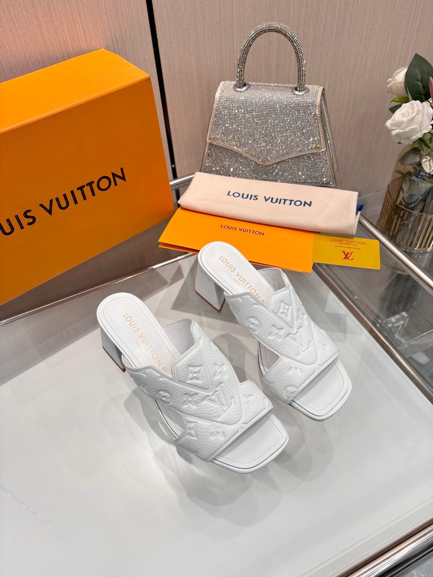 LV 26S HIGH-HEELED SANDALS 55 MM IN WHITE CALFSKIN