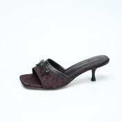 LV 26S HIGH-HEELED MULES 55 MM IN MUTED PLUM BROWN MONOGRAM CANVAS