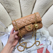 CHANEL 26S FLAP BAG 20 IN BROWN LAMBSKIN