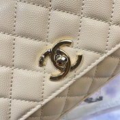 CHANEL 26S COCO HANDLE BAG 32 IN BEIGE CAVIAR CALFSKIN