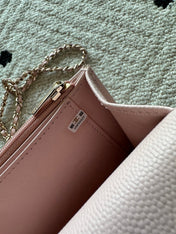 CHANEL 25S MINI FLAP BAG 19 IN LIGHT PINK CAVIAR LEATHER