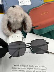 LOW NOSEBRIDGE FIT RECTANGULAR SUNGLASSES G0203 IN METAL