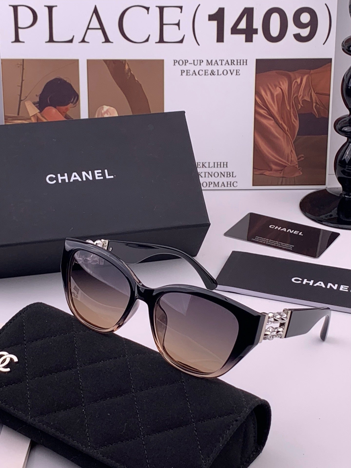 CHANEL 26S BLACK RECTANGULAR FRAME IN ACETATE 406782